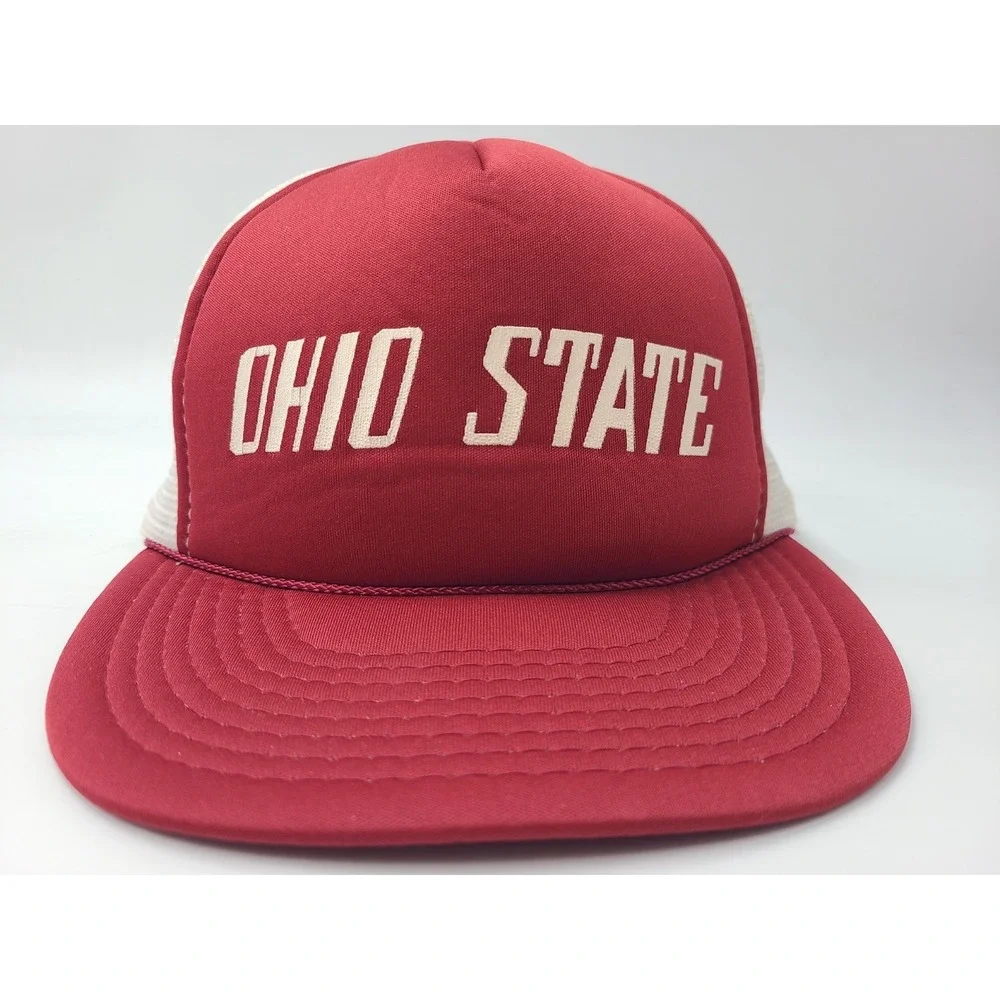 Vintage Ohio State University Buckeyes Mesh‎ Trucker Snapback Hat Cap NCAA Red